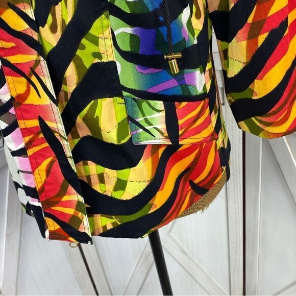 Just B Rainbow Tiger Stripe Flared 3/4 Sleeve Jacket Medium - Picture 8 of 13
